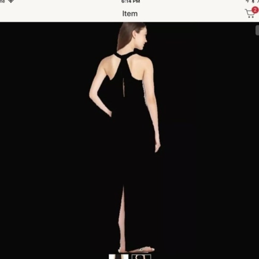 BCBG Black Sara Maxi Knit Back Satin Dress 0 XXS